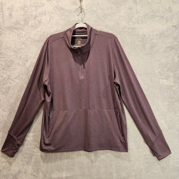 Market & Spruce top Womens XXL Purple 1/4 zip thumb hole SPF 40 Athleisure comfy - Picture 1 of 14